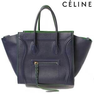 Celine Square Luggage Phantom Handbag Tote Bag Blue Green